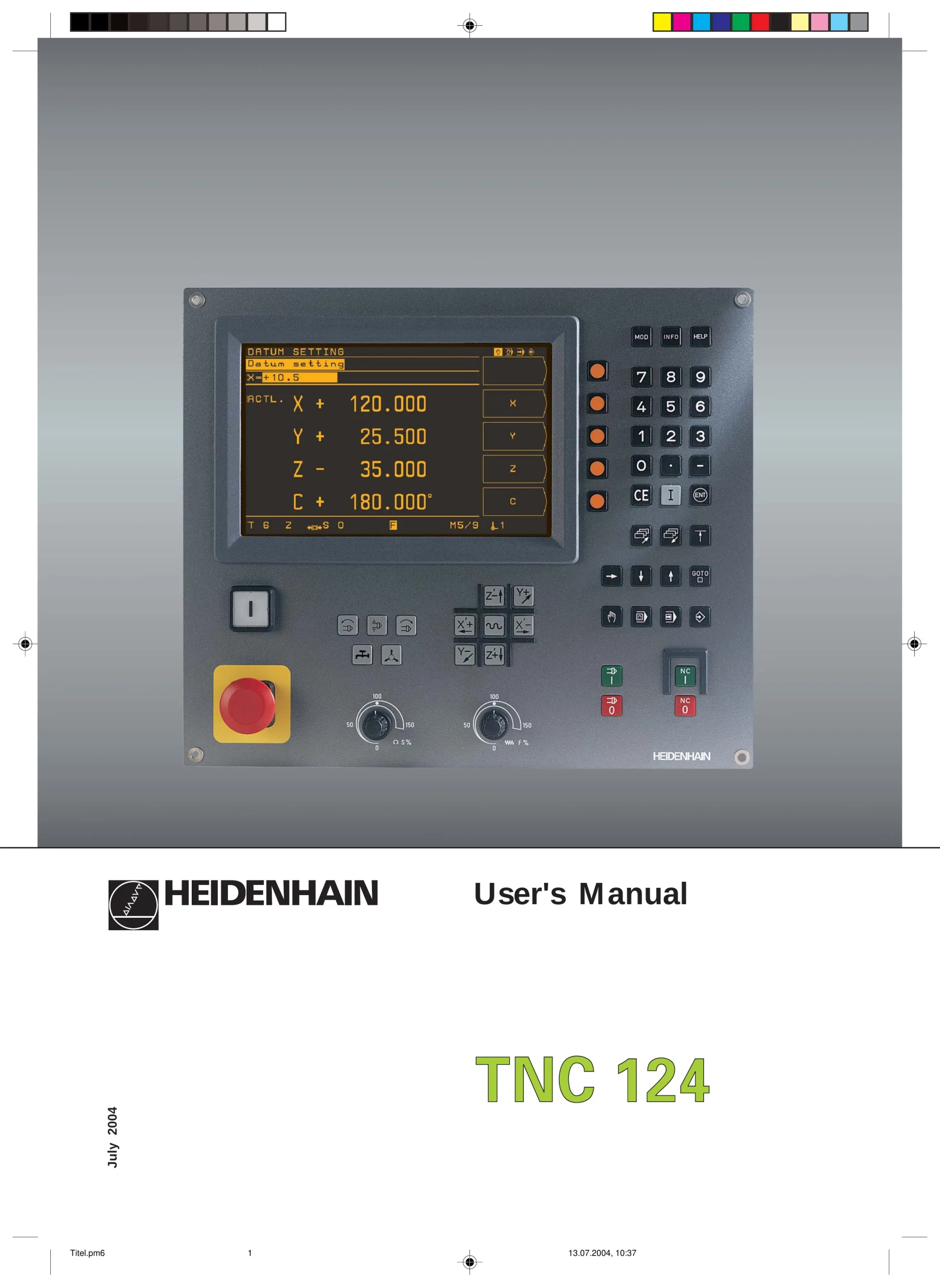 Heidenhain TNC 124 User's Manual, July 2004 cover