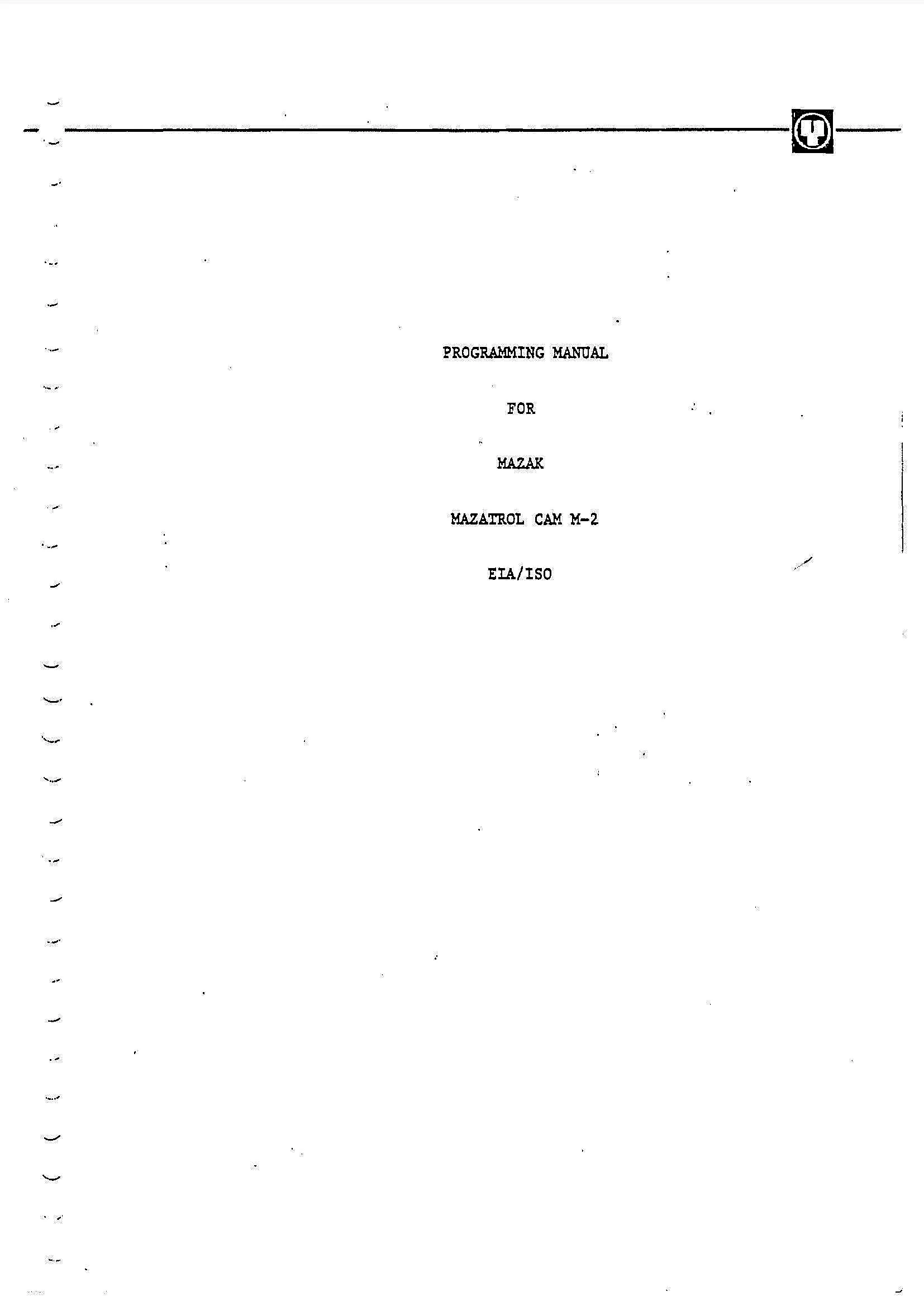 Mazak Mazatrol CAM M-2 EIA/ISO Programming Manual cover