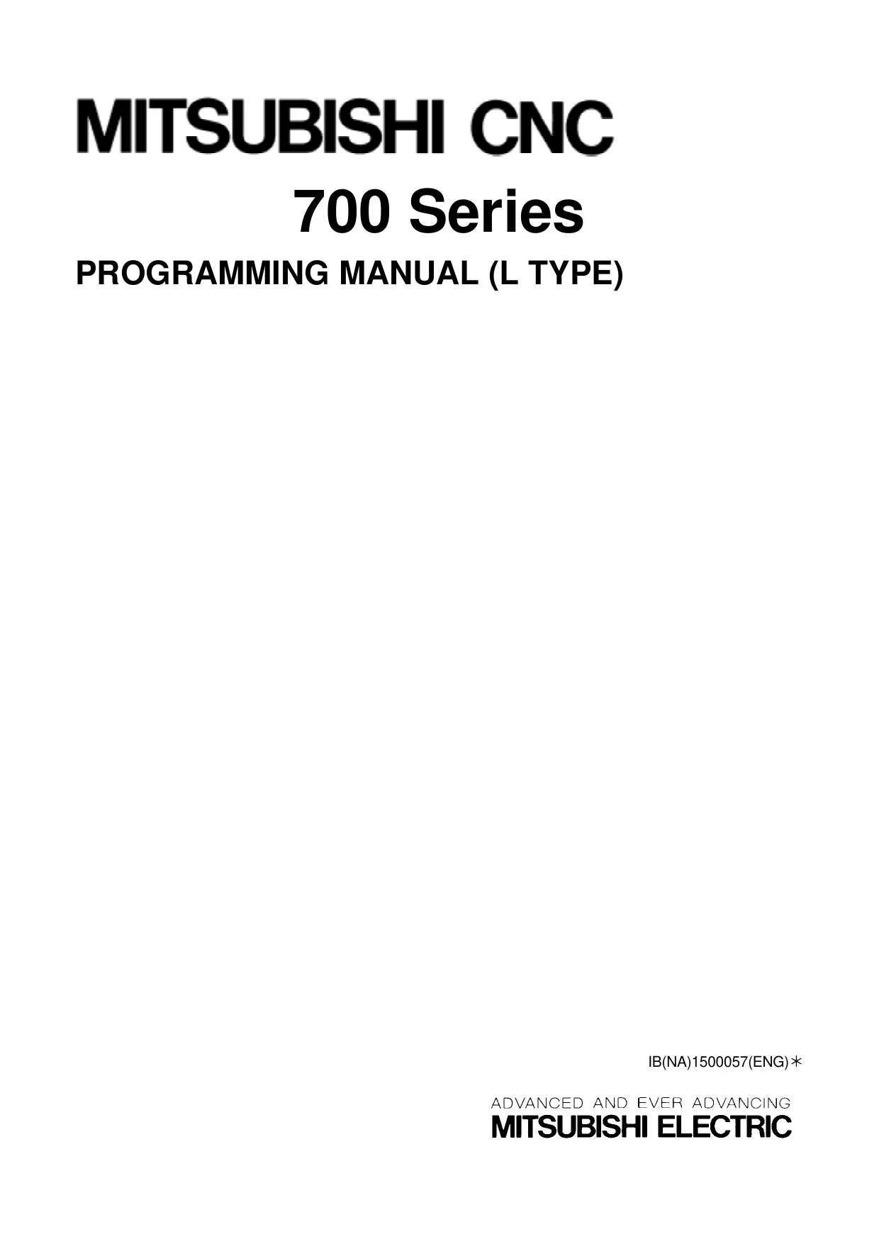 Mitsubishi CNC 700 Series Programming Manual (L-Type), IB(NA)1500057 cover