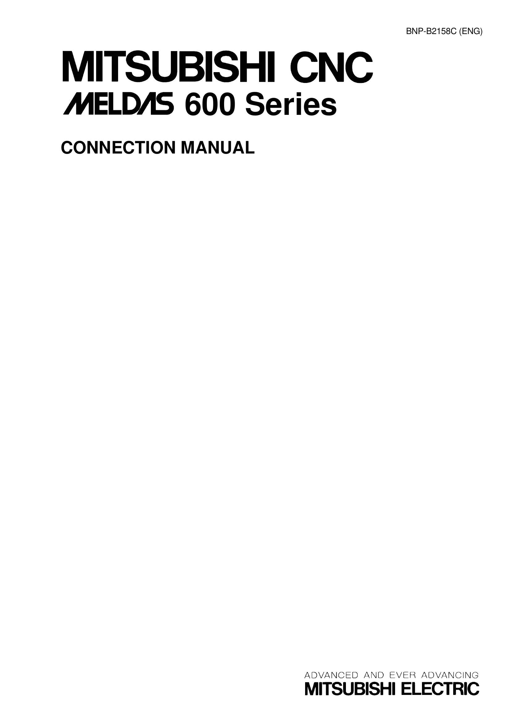 Mitsubishi MELDAS 600 Series Connection Manual, BNP-B2158C(ENG) cover