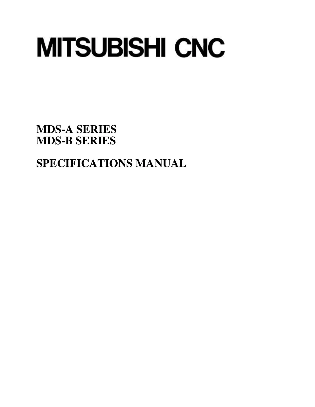 Mitsubishi MELDAS AC Servo MDS-A Series / MDS-B Series Specifications Manual cover