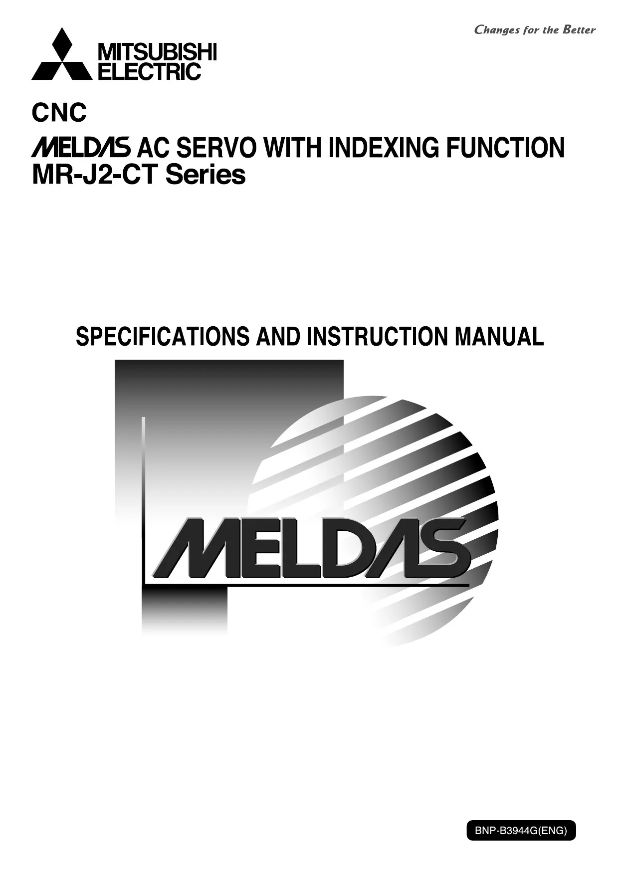 Mitsubishi MELDAS AC Servo with Indexing Function MR-J2-CT Series Specifications and Instruction Manual, cover