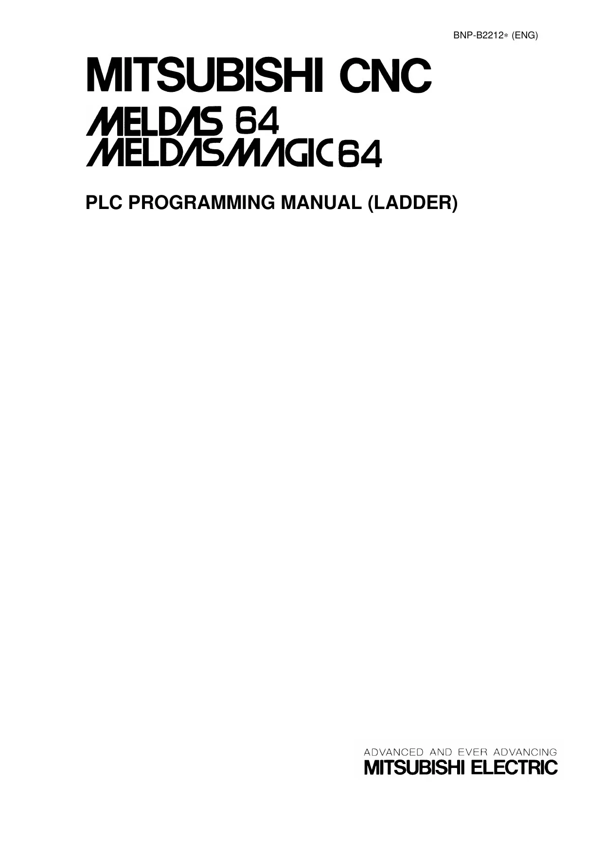 Mitsubishi MELDAS MAGIC64 PLC Programming Manual (Ladder), BNP-B2212 cover