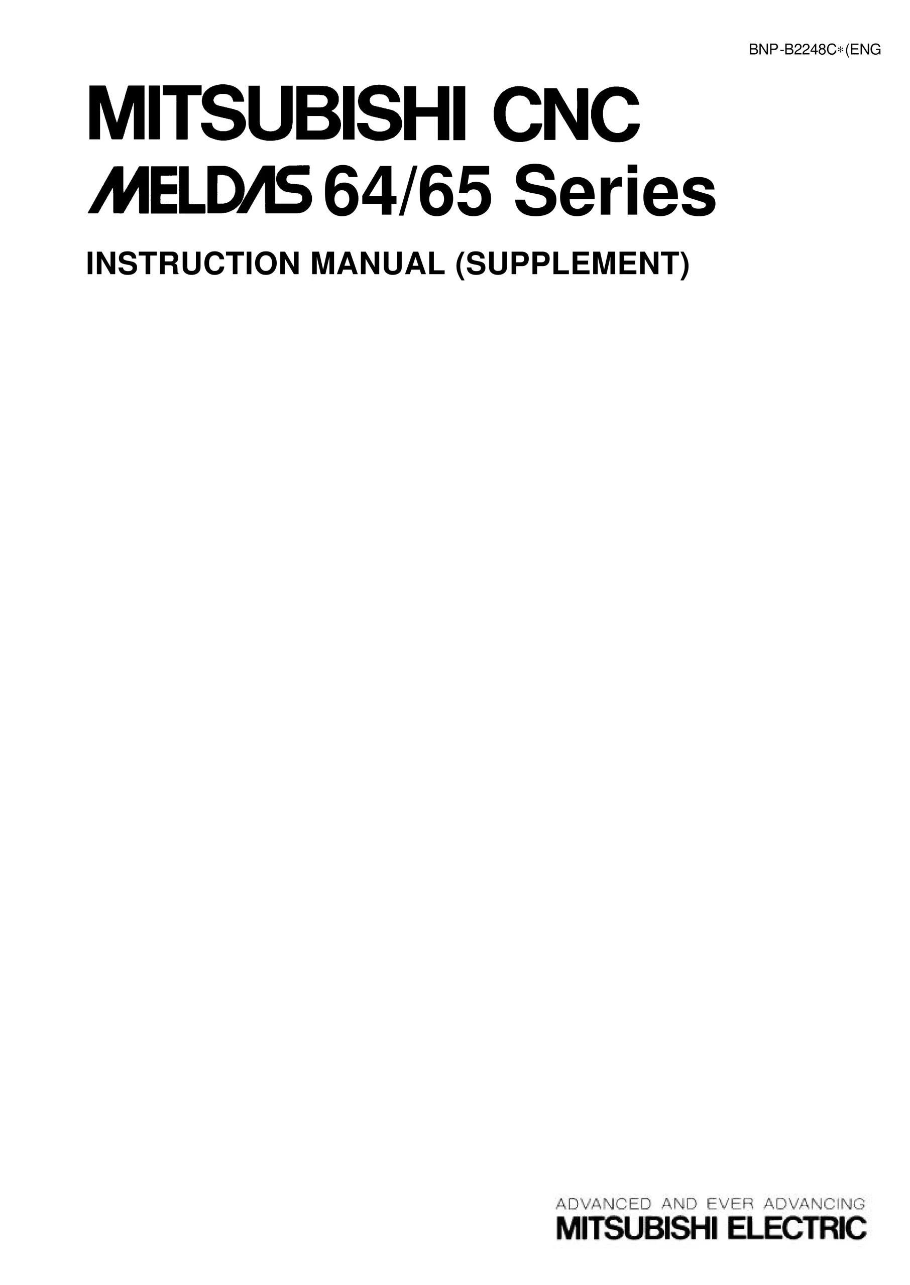 Mitsubishi MELDAS Series 64/65 Instruction Manual (Supplement), BNP-B2248C(ENG)