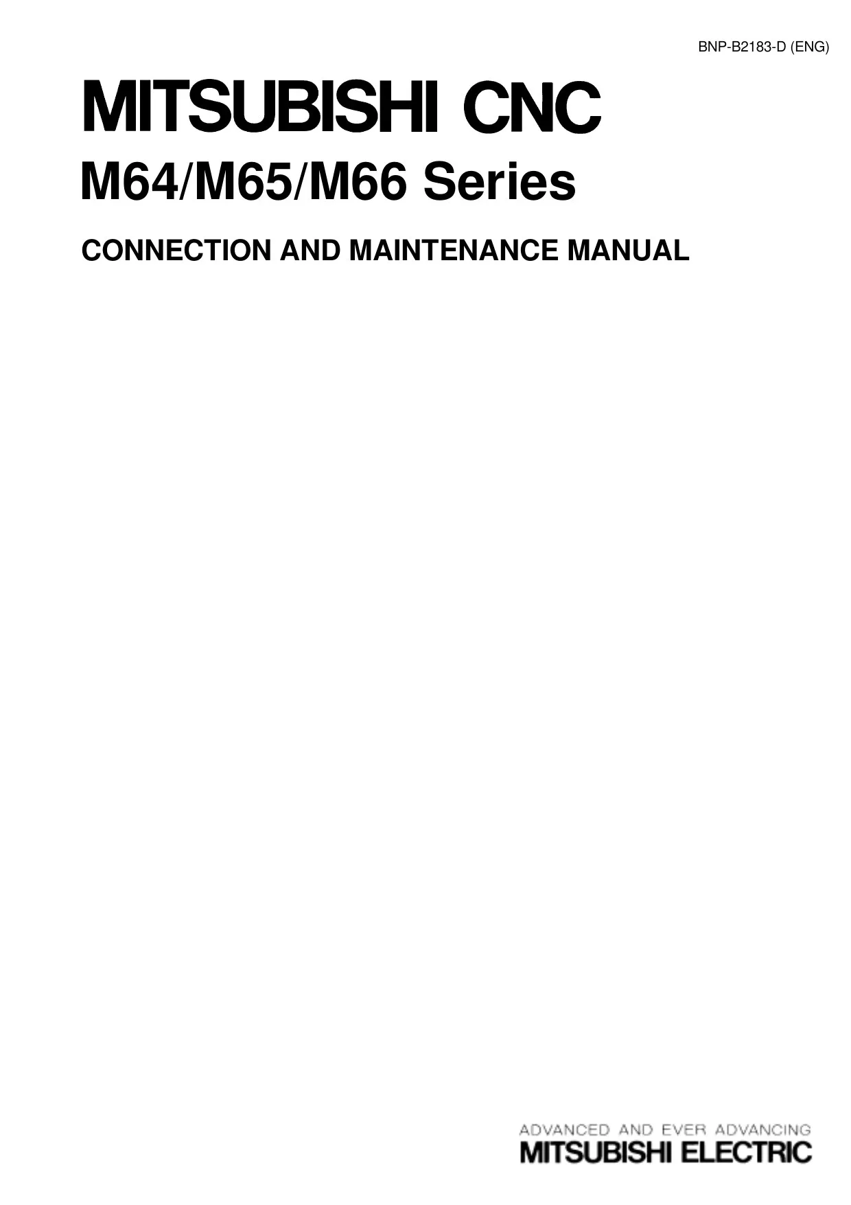 Mitsubishi MELDAS Series M64/M65/M66 Connection and Maintenance Manual, BNP-B2183-D(ENG) cover
