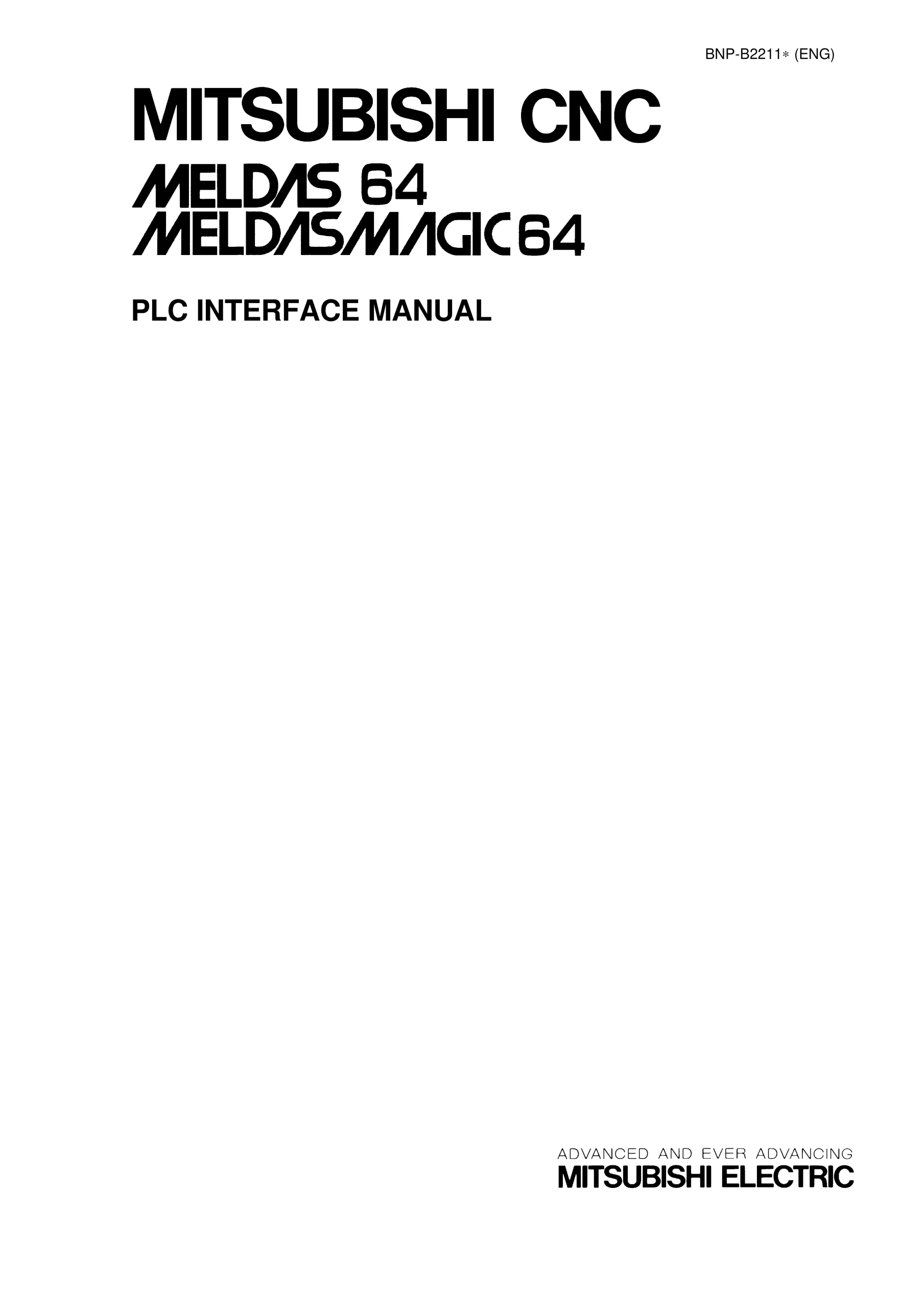Mitsubishi MELDAS64/MELDASMAGIC64 PLC Interface Manual, BNP-B2211(ENG)