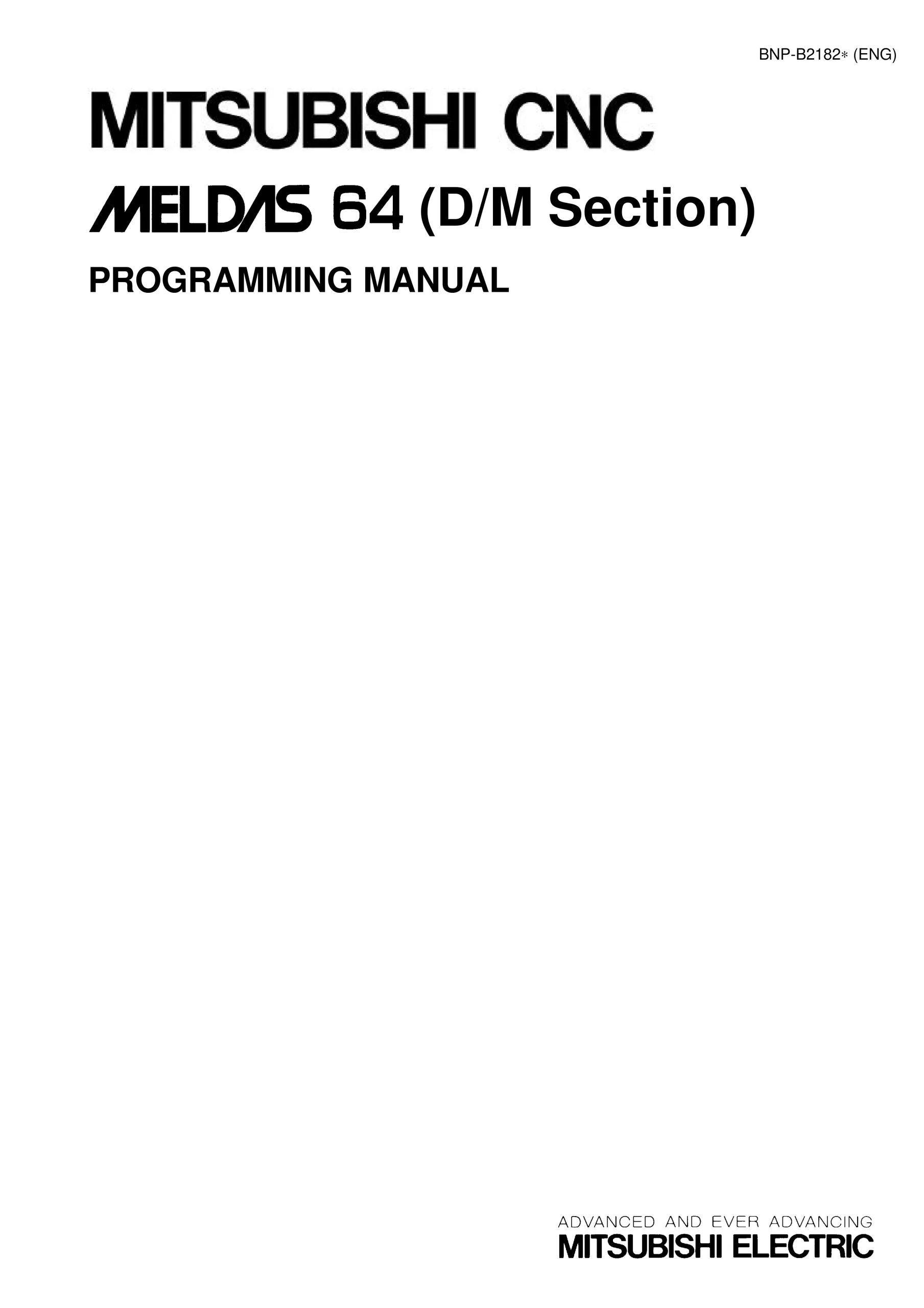 Mitsubishi MELDAS64 Programming Manual (D/M Section), BNP-B2182(ENG)