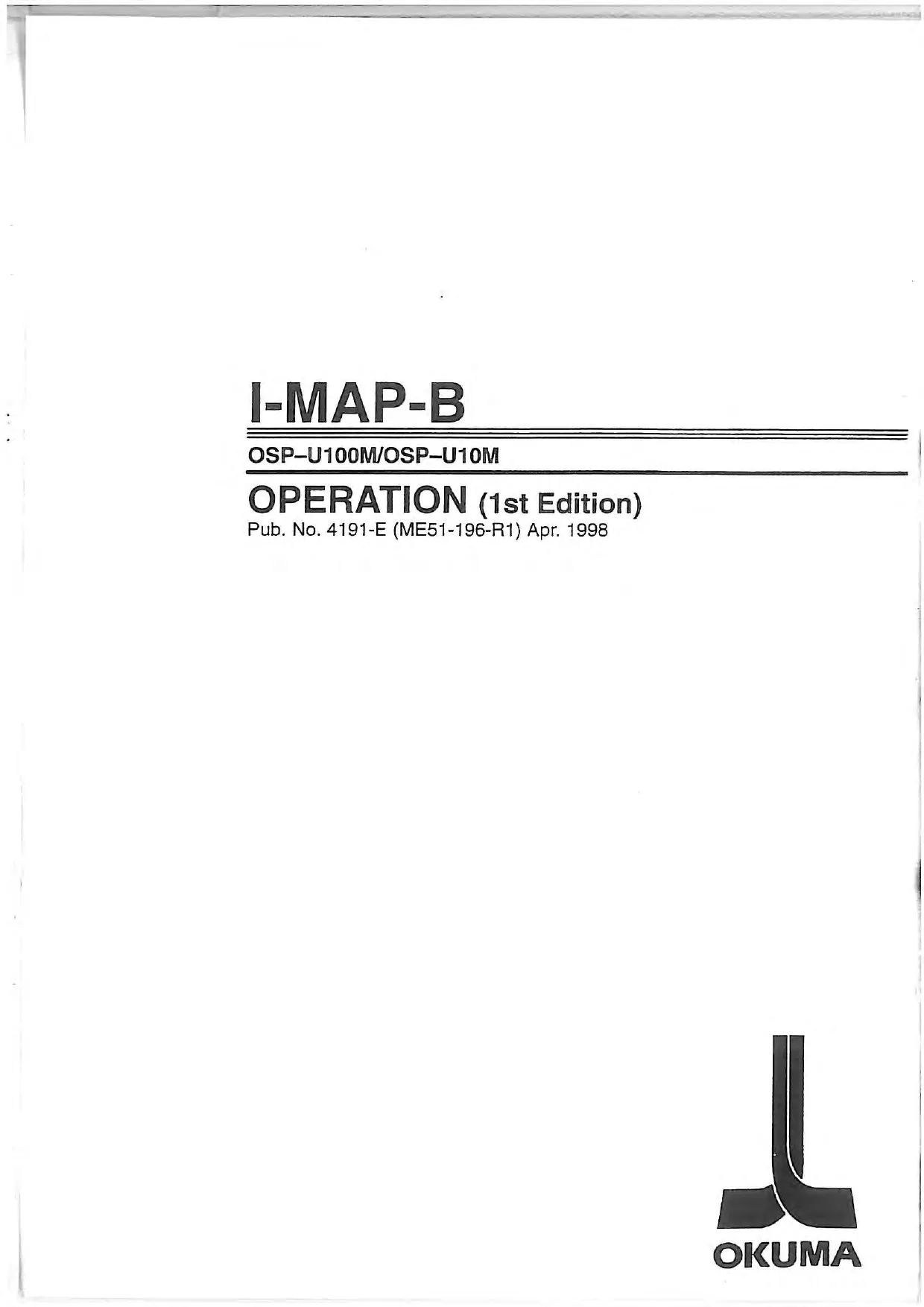 Okuma OSP-U100M OSP-U10M I-MAP-B Operation Manual (1st Edition) - PDF Download