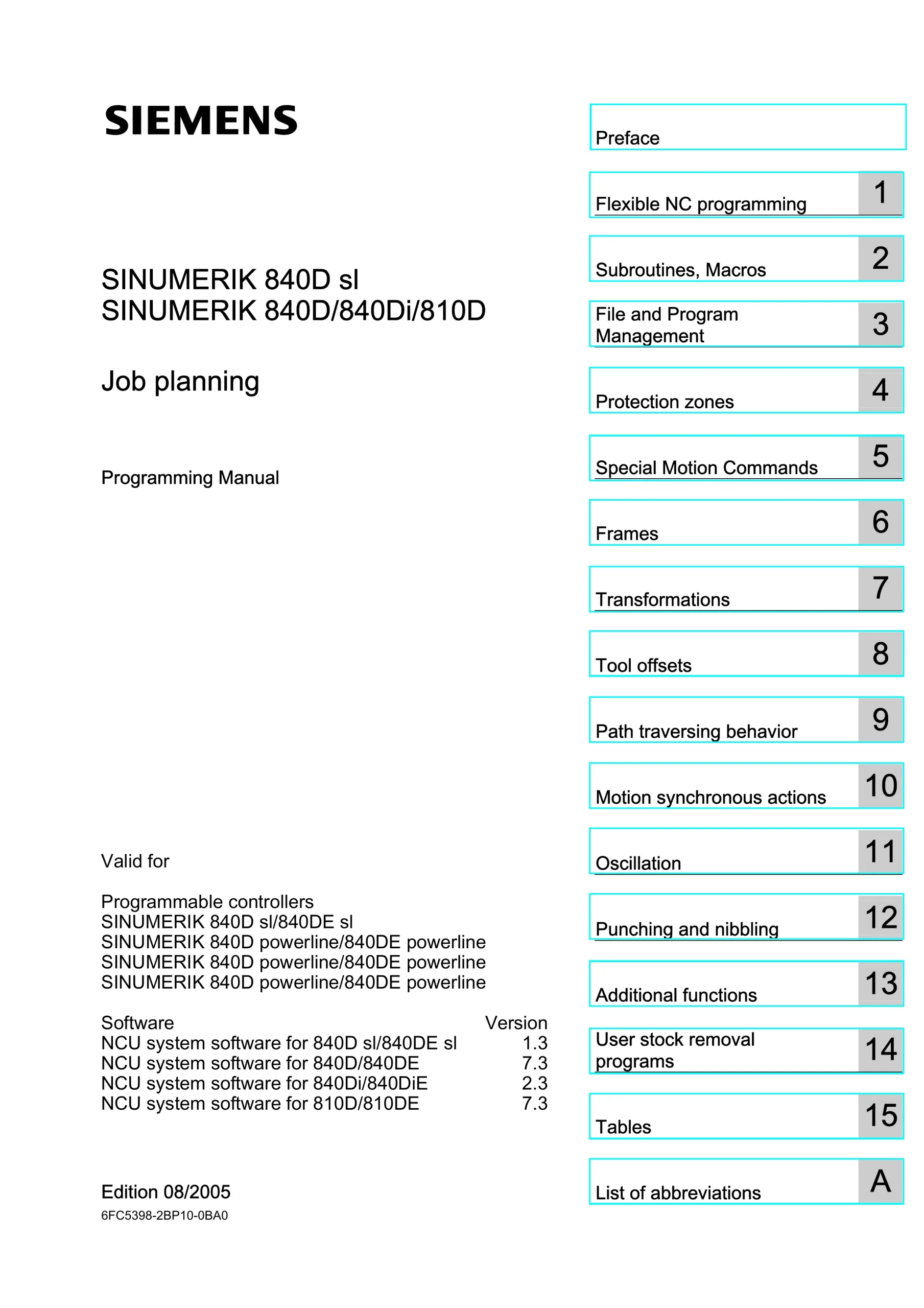 Siemens SINUMERIK 840D sl / 840D / 840Di / 810D Programming Manual - Job Planning