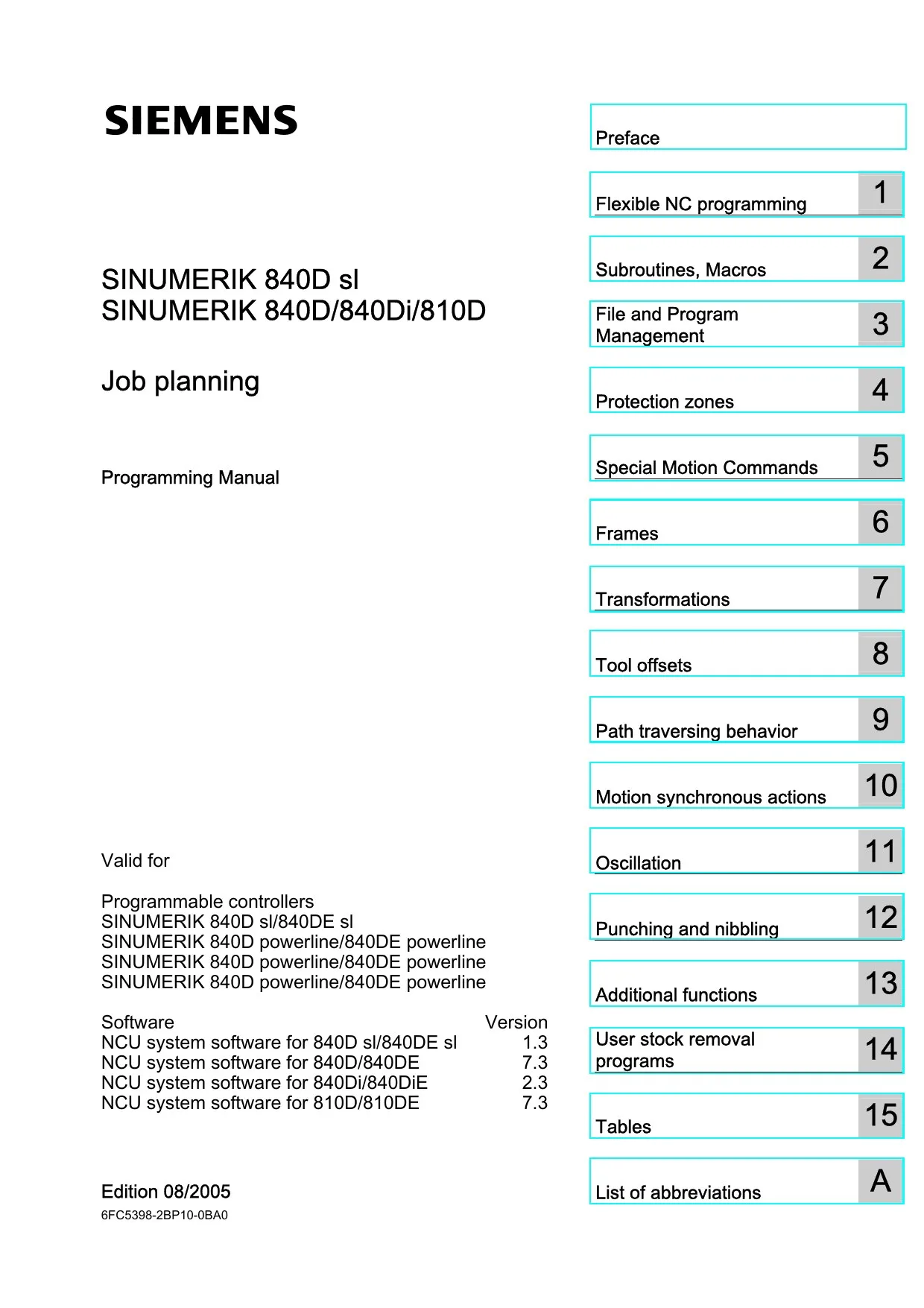 Siemens SINUMERIK 840D sl / 840D / 840Di / 810D Programming Manual - Job Planning cover